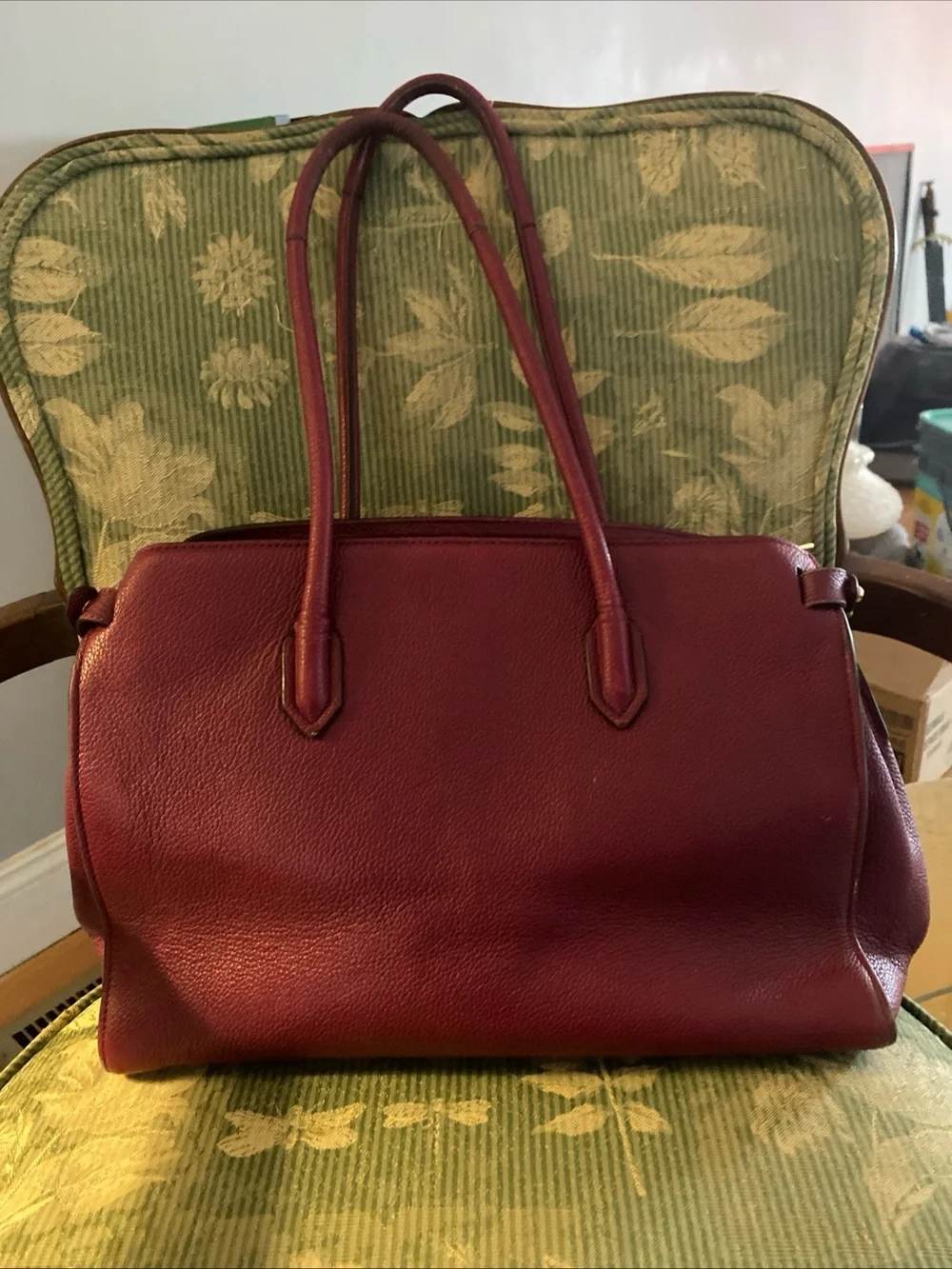 Furla Burgundy Leather Top-Handle Tote